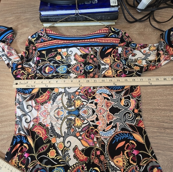 ECI New York Women Paisley Sheath Dress Bell Sleeves Multicolor XS - Picture 9 of 11